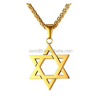 Magen Star Of David Pendant Necklace Women Men Chain Black Gun Plated 18k Gold Plated Stainless Steel Israel Necklace Buy Stainless Steel Israel
