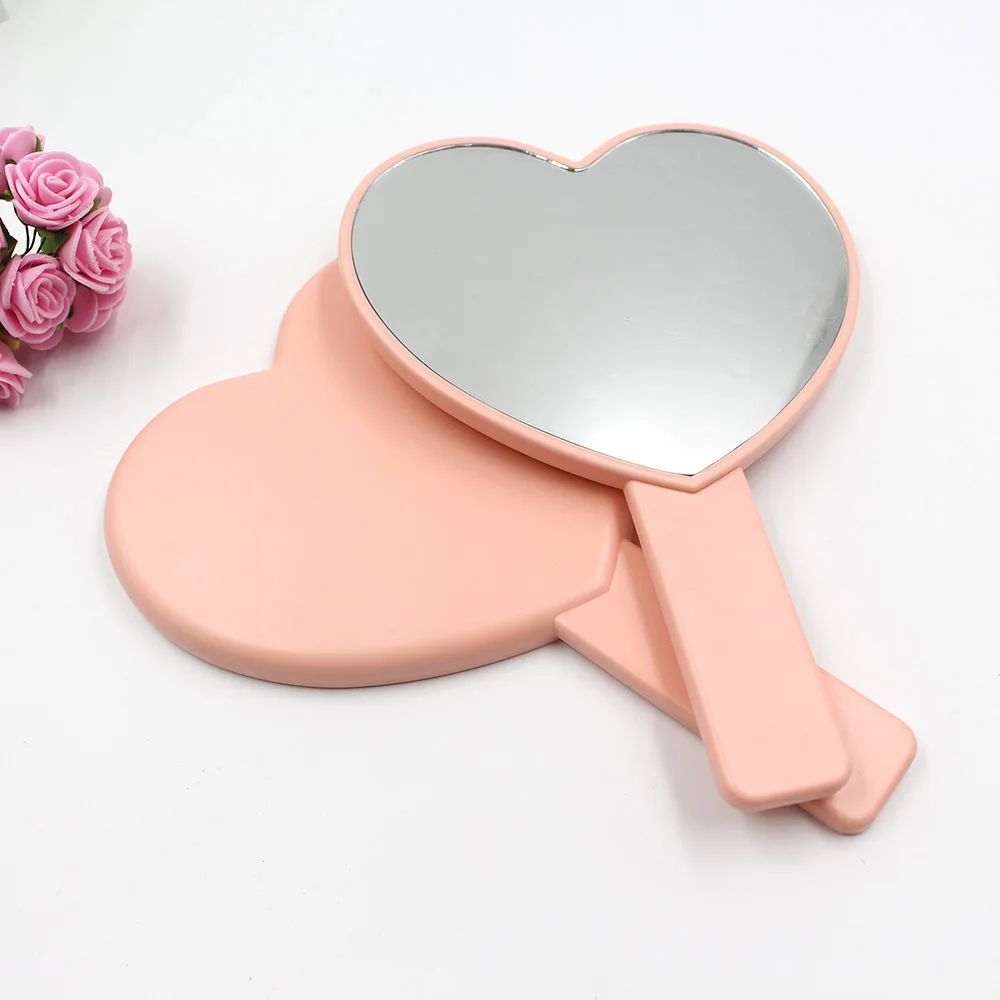 Plastic One Side Heart Shape Hand Mirror Personalized Custom Logo Uv