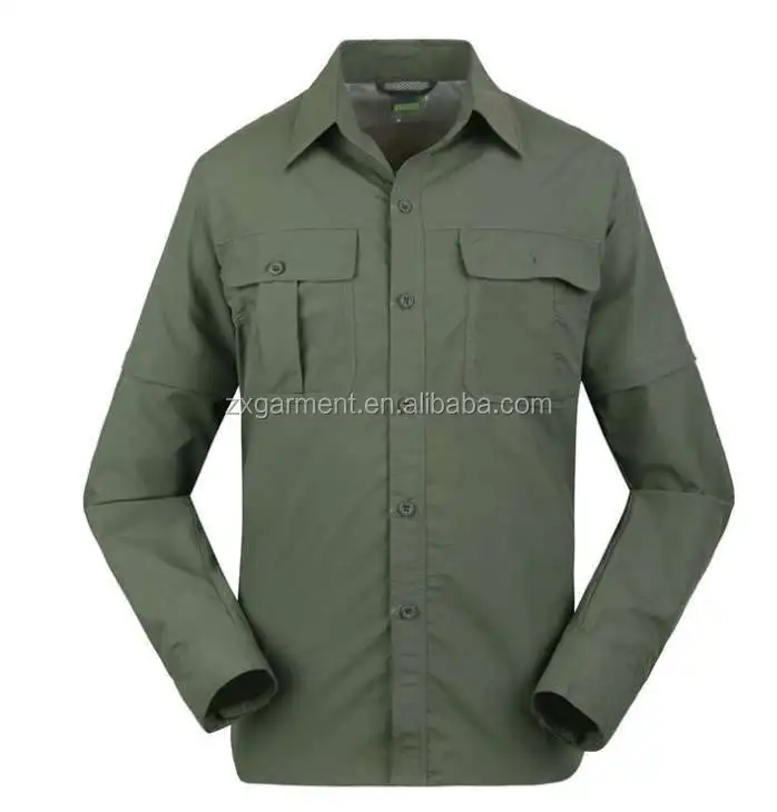 Custom Logo Long Sleeve Collared Button Up Fishing Shirt Outdoor Shirt