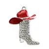 Hot sale lucky western cowboys boots red hat enamel charms jewelry