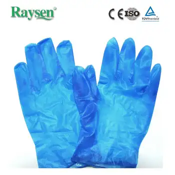 blue plastic disposable gloves