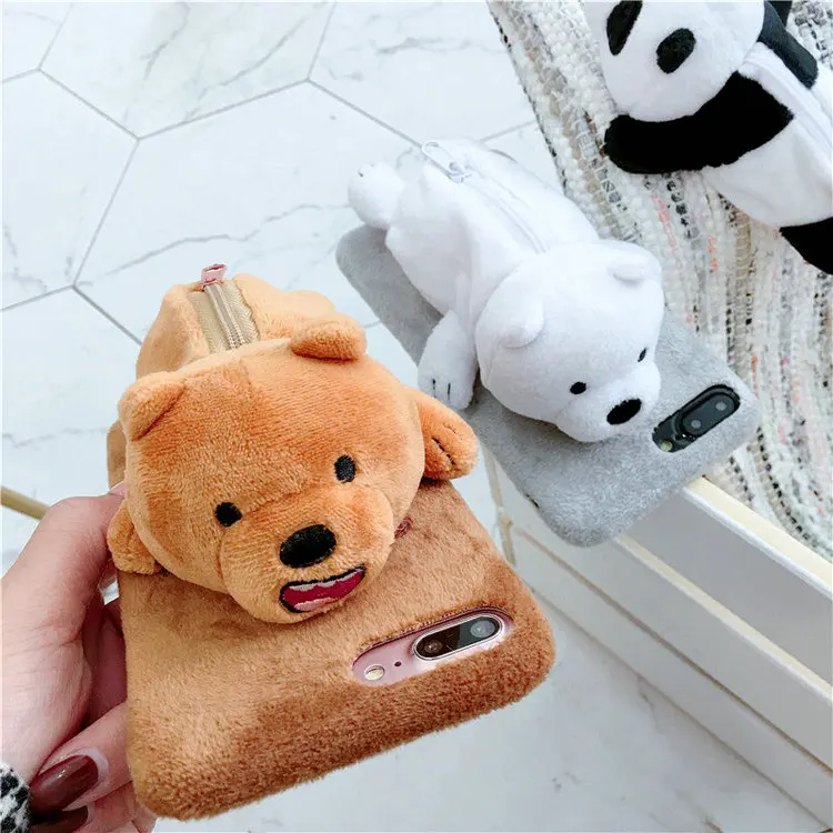 Soft Warm Touch Girls Case For Iphone 7/8 Plus/x Furry Back Full Cover ...