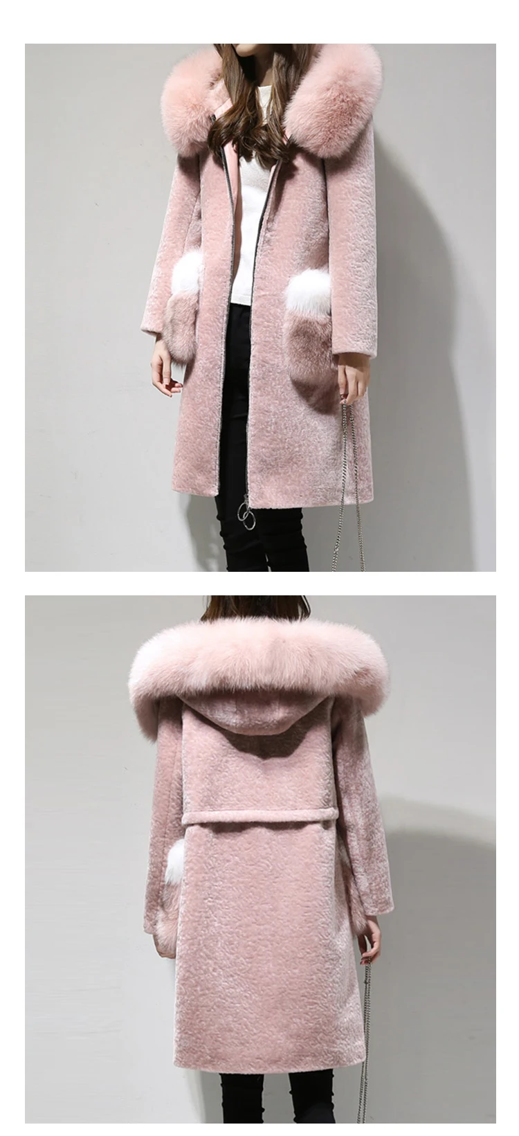Wholesale High Quality Pink Hooded Faux Fur Women Coat Buy Faux Fur