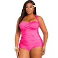 2 Piece Plus Size Bikinis Tankini Top Shorts Swim Suit Halter Strappy Swimwear Women Two Piece
