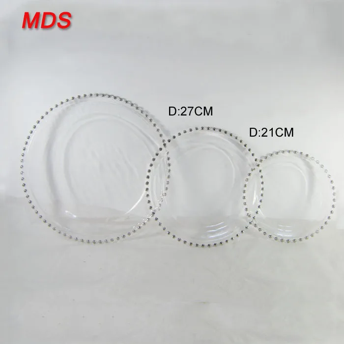 Factory Wedding Decoration Decoupage Charger Clear Bead Glass Plates