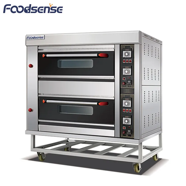 Stainless Steel 2 Deck 4 Tray Gas Baking Oven For Bread And Cake