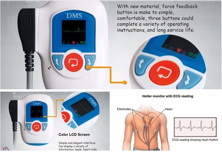 China Supplier 24 Hours Holter Recorder With Lcd Screen Holter Ecg ...