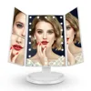 Private Label Vanity Led Lighted Travel Makeup Mirror Desktop Folding Make Up Mirror With Lights