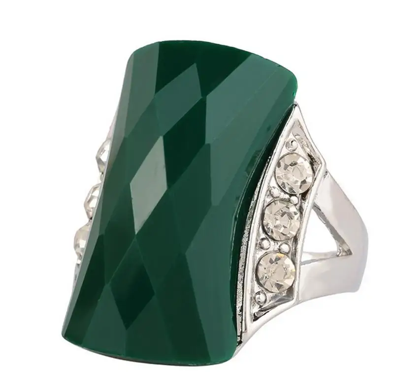 Vintage Look Jewelry Turquoise Rings For Women Tibetan Silver Plated Alloy Green Ancient Black Ring Factory