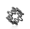 Black Rhodium Plated 925 Sterling Silver AAA Cubic Zirconia CZ Pave Diamond Open Oval Link Eternity Ring