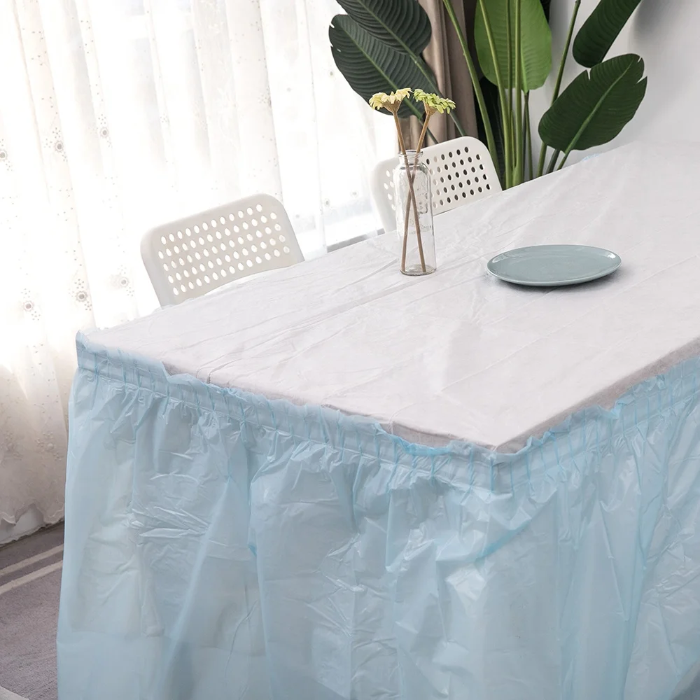 
solid color plastic PEVA Table skirt 