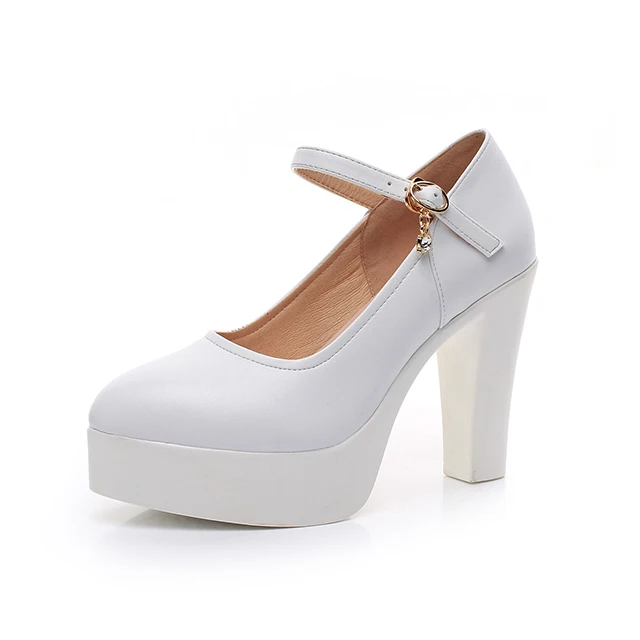 Amazon.com: MOJARI Women Platform Round Toe High Heel Pumps Ladies Ankle  Strap Pump Chunky Heel Closed Toe Dress Platform Heels,White,40 : Clothing,  Shoes & Jewelry