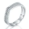 Fashion New Design Luxury Double Layers Diamond Wedding Rings White Gold Plated CZ Micro Pave Wedding Engagement Ring
