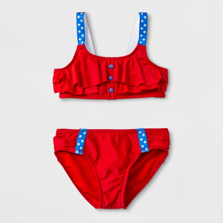 Kids Girls Swimsuits Children Christmas Red Bikini Set - Buy Christmas ...