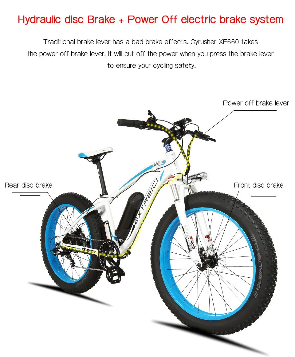 Extrbici Xf660 Fat Tire Ebike 1,000w 48v Electric Bike 7 Speeds Full