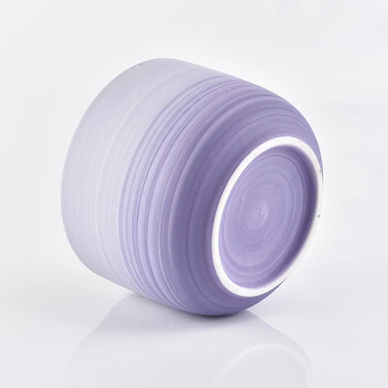 Wholesale Ceramic Candle Jar Round Bottom Lavender Purple Home Decoration