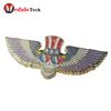 Personalized design glitter color filled wing shape eagle stone badge lapel pins