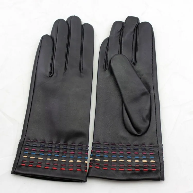 2016 new fashion style black glove genuine leather glove women