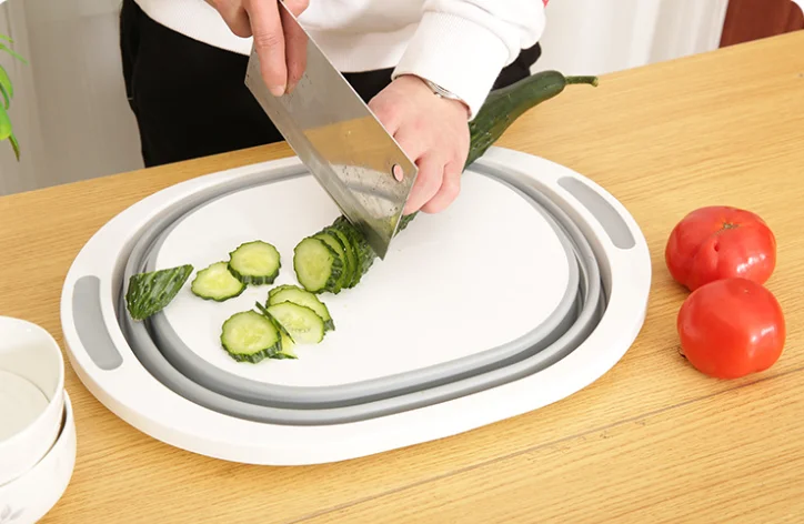 Wholesale product over the sink cutting board with collapsible colander