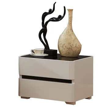 Modern Nightstand White Baking Paint Black Glass With Two Drawer Buy Modern Nightstand Nightstand Nightstand Table Product On Alibaba Com