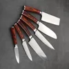 Set of 6 Pieces Kitchen Damascus Knife with Color Wood Handle