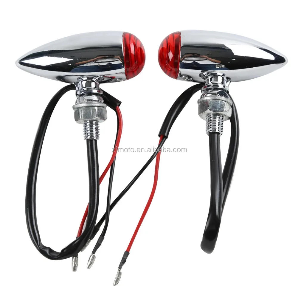 Chrome Red Bllet Turn Signal For Dyna Chopper Bobber Cruiser Custom New