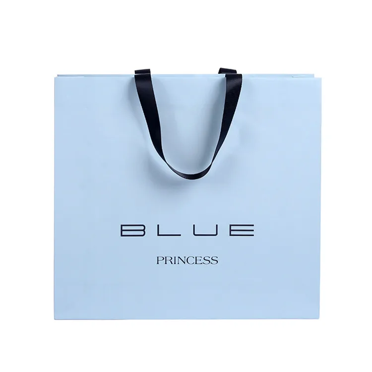Hot Selling Blue Fashional Eco-Friendly Shopping Gift Paper Bags With Handles