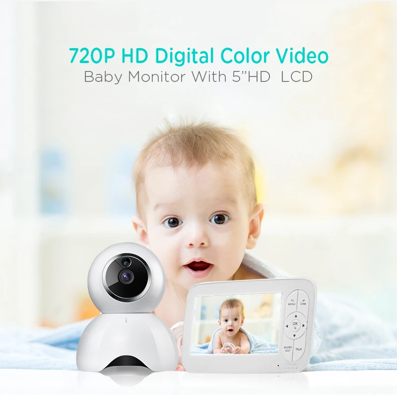 5 Inch Lcd Display Night Vision Wireless Baby Monitor Camera 2 Way