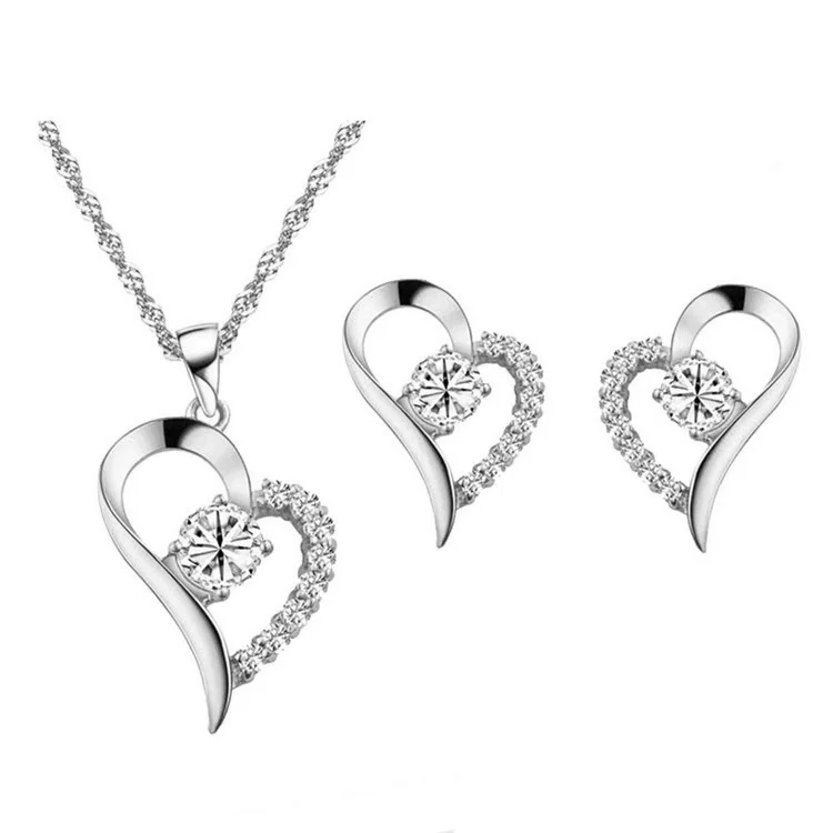 stainless steel diamond heart shape rose gold bride fashion rhinestone