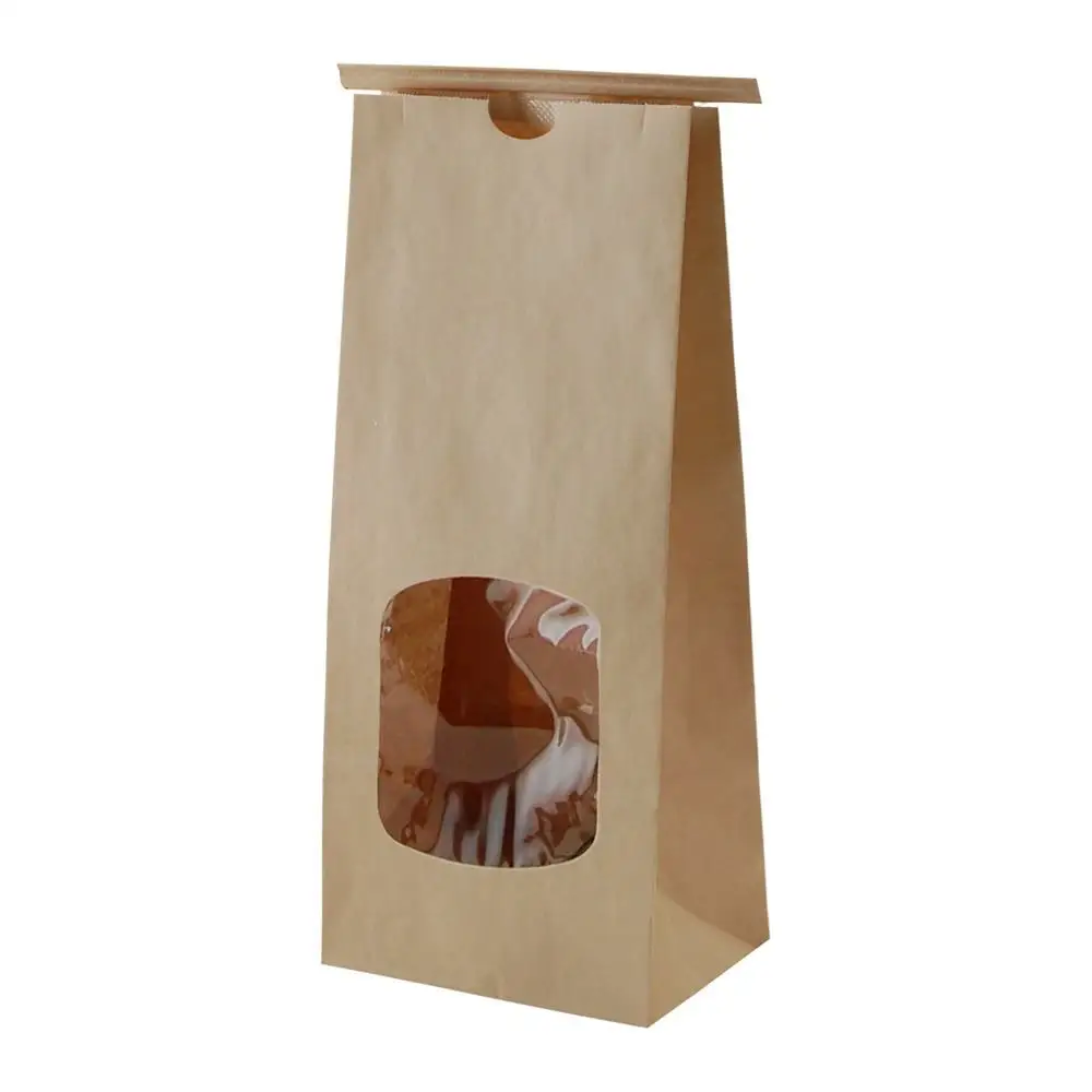Kraft Paper Tin Tie Bags With Clear Window Product On Kraft Paper Tin Tie Bags With Clear Window Product On
