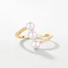 Simple design 925 sterling silver bijoux vertical bar triple pearl ring for girls