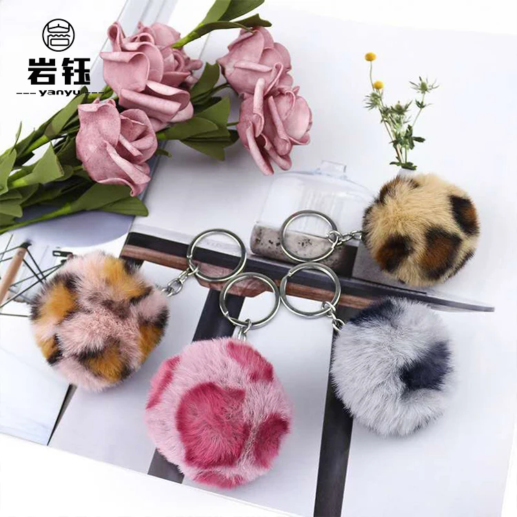 
High-quality leopard fur ball, faux fur rex rabbit fur pompoms artificial fox balls clothes shoes cap bag phone keychain pendant 