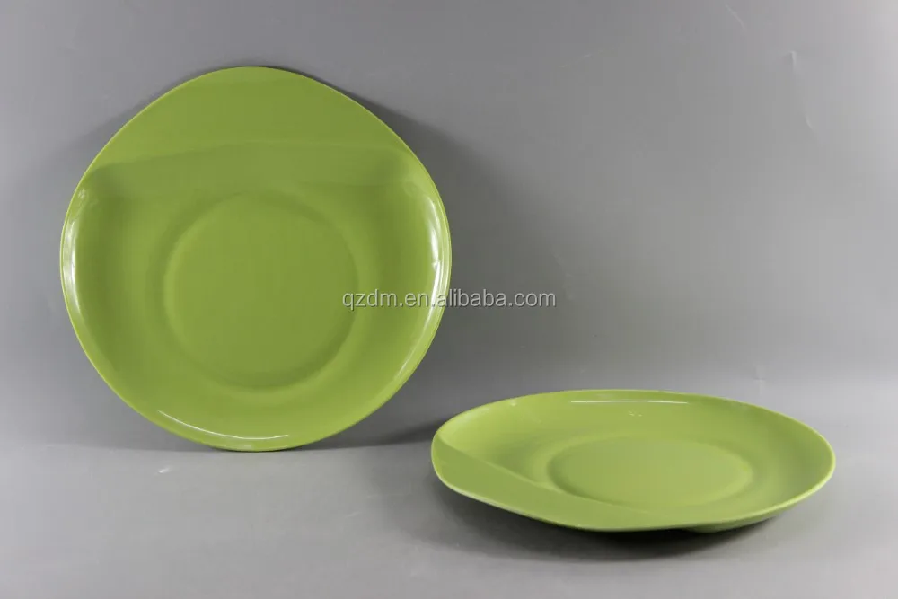 Green Melamine Plastic Chip And Dip Plate With Handle