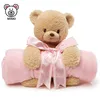 CE Standard Stuffed Animal Soft Toy Kids Swaddle Blanket Wholesale Custom Cute Polar Fleece Plush Pink Teddy Bear Baby Blanket