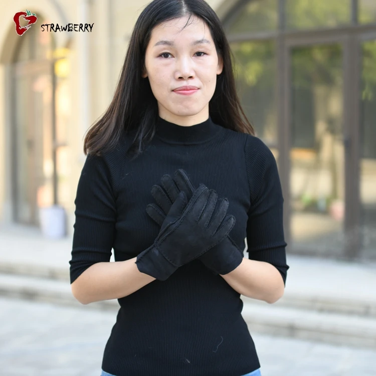 2018 冬季性感女皮手套真皮手套在欧洲