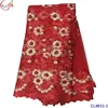 Wholesale Promotion design red french lace Chowleedee net lace with stone for dress