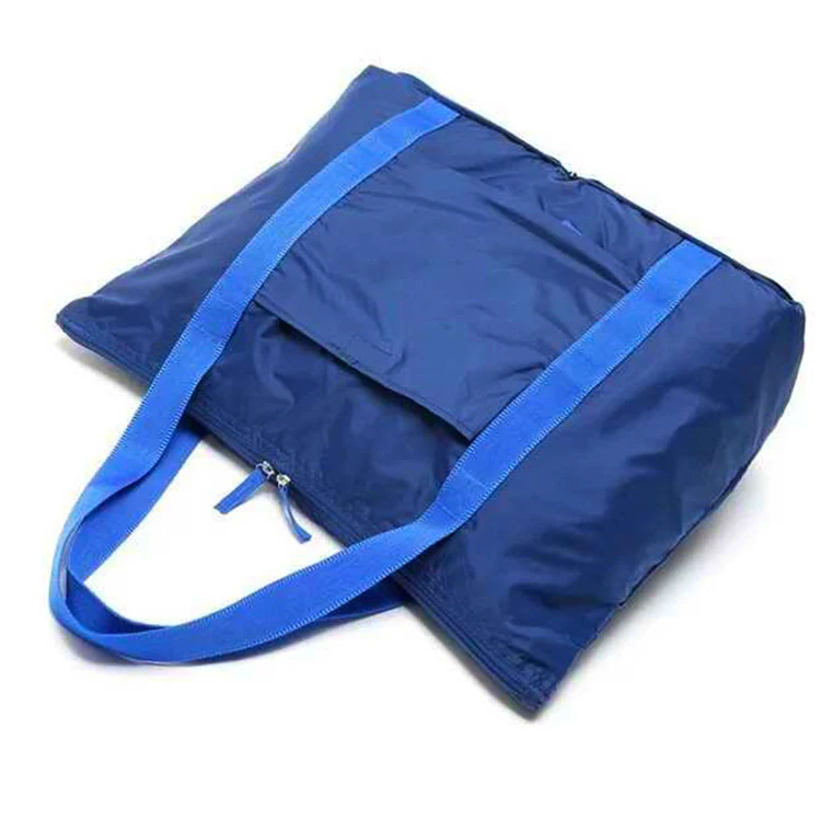 Nylon Polyester Folding Luggage Travel Bags Factory Design Large Capacity Waterproof Blue or Customized Reusable and Portable