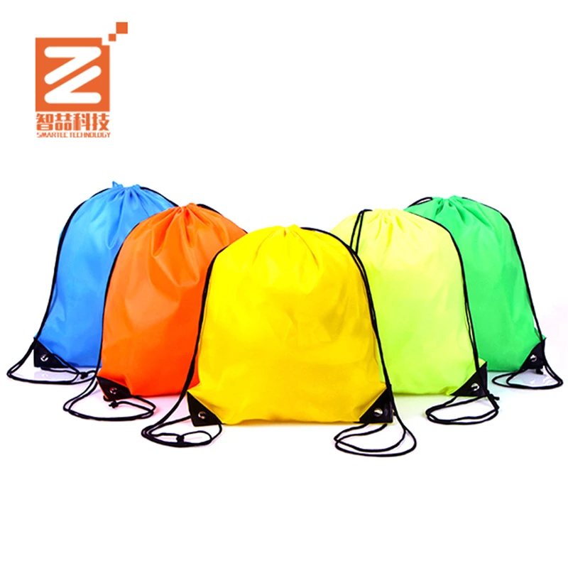 
2018 new wholesale nylon 210D polyester drawstring gym bag 