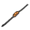 Men's Stainless Steel IP Black Frame with Orange Stingray Bracelet