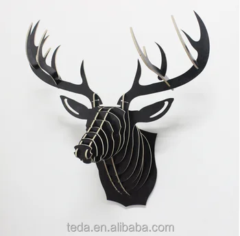 Wooden Animal Head Deer For Wall Decoration Modern Wooden Animal Head Deer For Wall Decoration