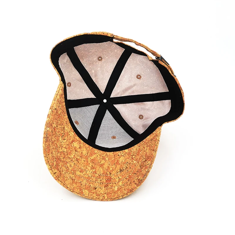 Real Cork 6 Panel Baseball Cap With Puff Embroidery,Real Cork Hat,Cork