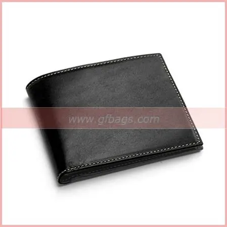 Smooth Black with black Suede Leather Billfold Coin Wallet