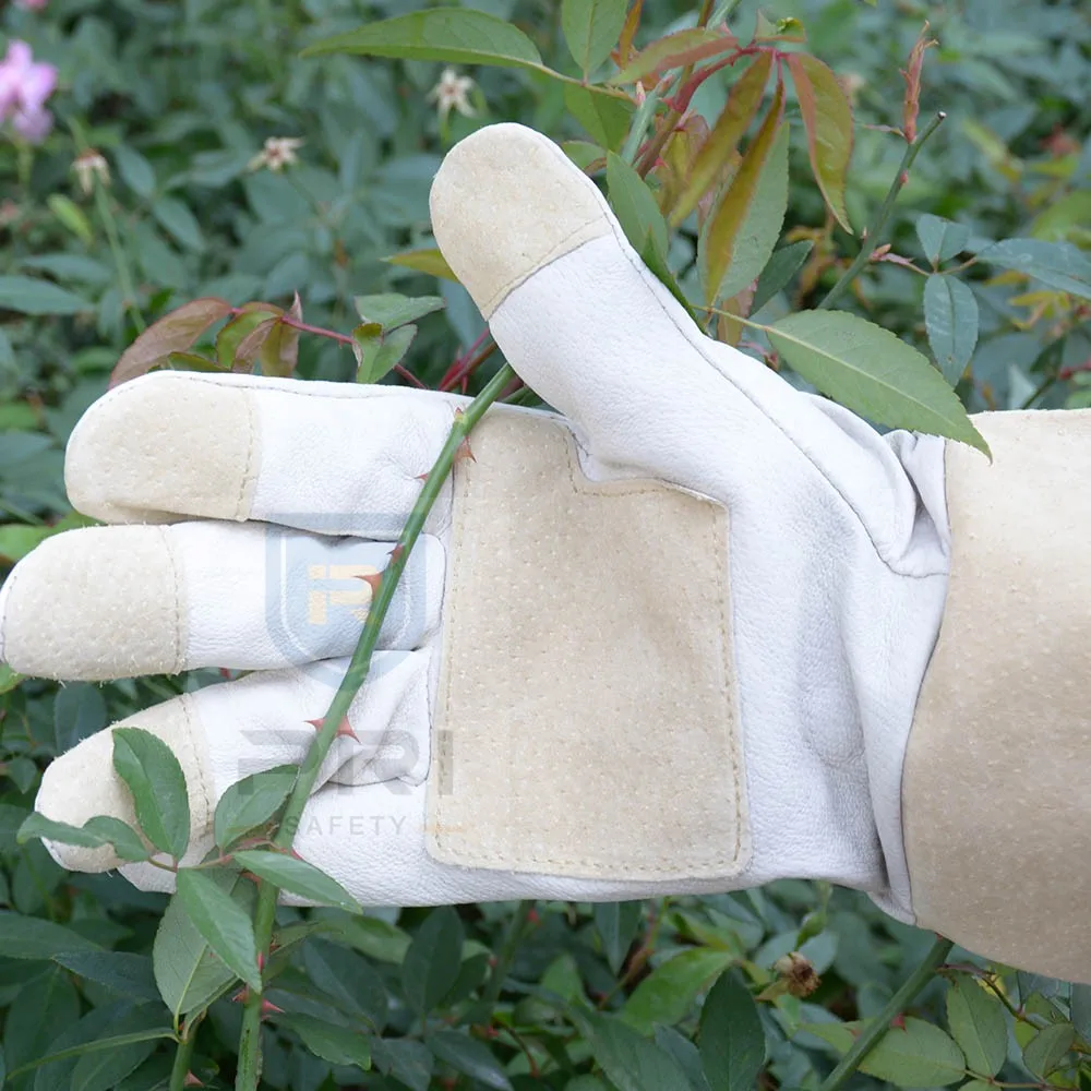 Pri Wholesale Garden Gloves Long Cuff Yard Work Leather Garden Gloves