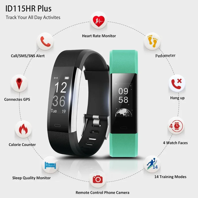 New Style Id115 Hr Plus Smart Bracelet Fitness And Sleep Tracker