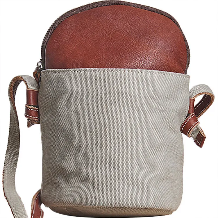 New product 2020 cheap shoulder bag women canvas small girls casual cute bucket bags Cylinder bucket ladies crossbody bags