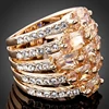 Korean Sparkling Multilayer compound Rings for Wedding Rose Gold Plated Cubic Zirconia Rings Wedding Jewelry bijou Wholesale