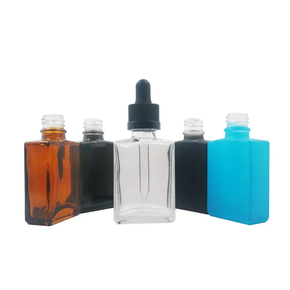 Download 30ml Clear Frosted Flat Square Glass Dropper Bottle For ...