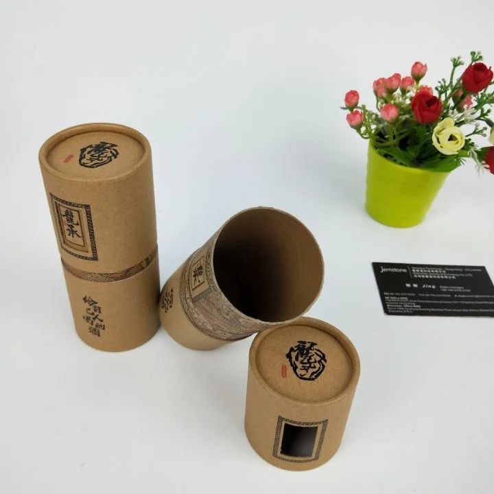 Food Grade  Cardboard Box Cylinder Kraft Paper Tube Packaging for Tea ,Wine,Dried Fruits