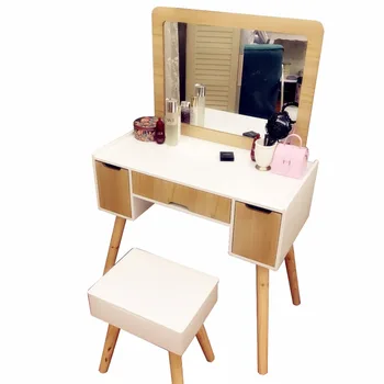 Nordic Wooden Dressing Table Small Household Makeup Desk With