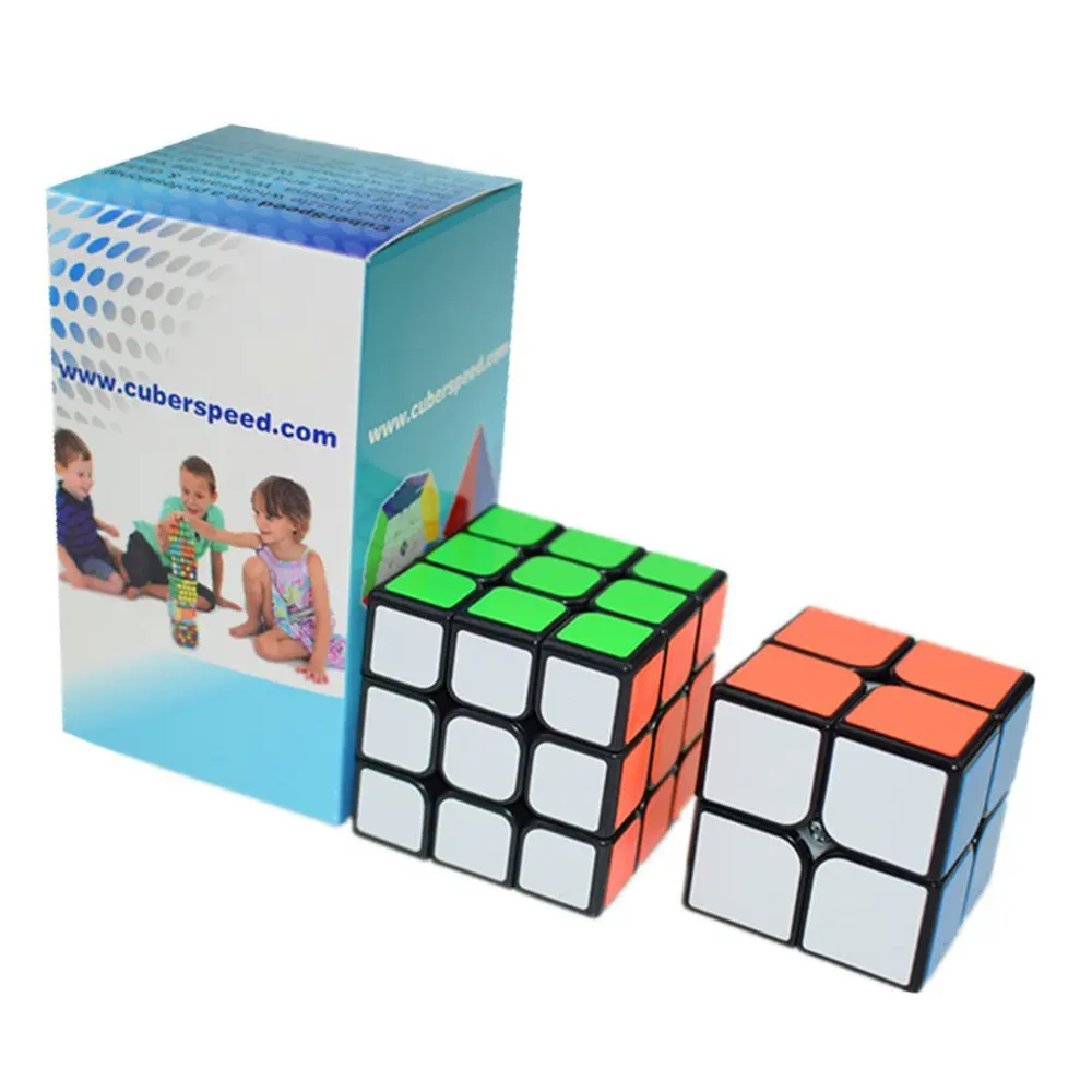 CuberSpeed Speedcubing Beginner Bundle Moyu 2x2 Black & Moyu 3x3 YJ Guanpo 2x2 & Guanlong 3x3 Magic cube Black puzzle